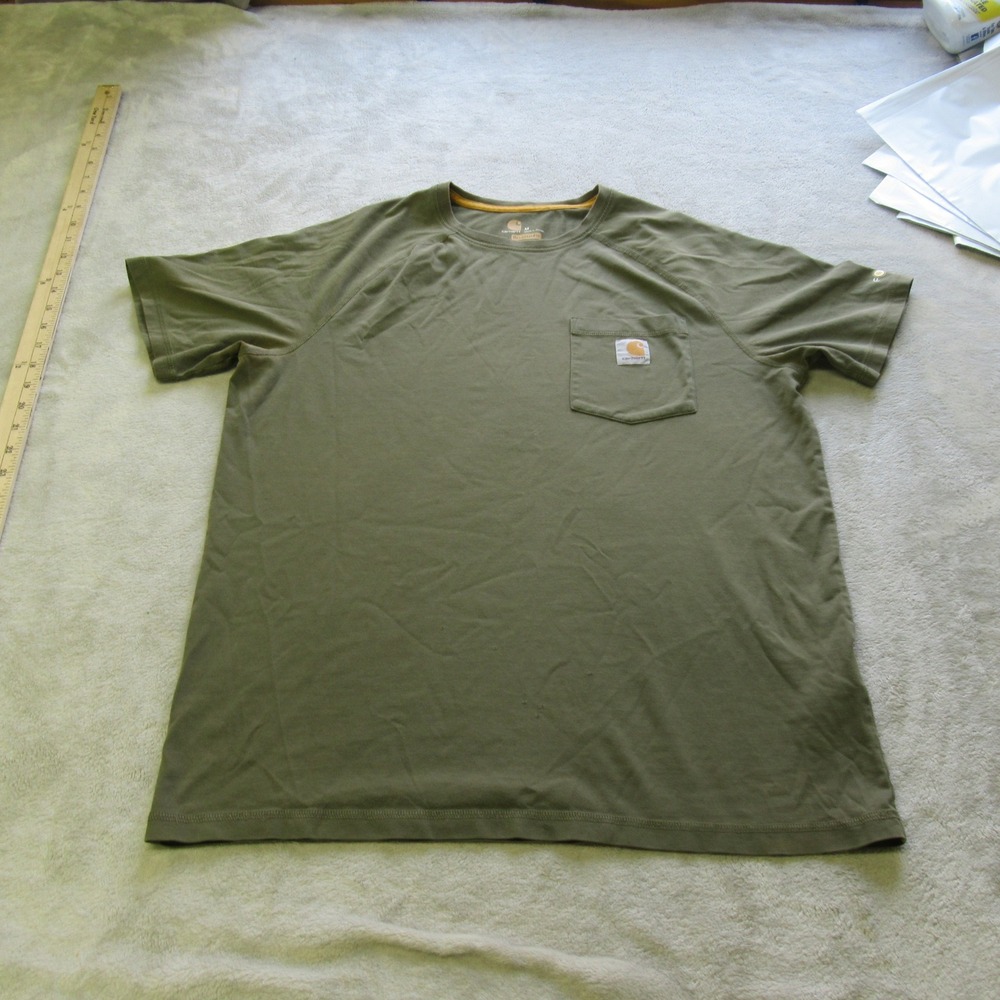 Carhartt Force Shirt Mens Medium Green Relaxed Fit Short Sleeve Crew Neck Pocket